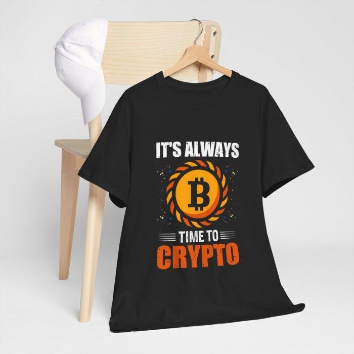 Crypto Enthusiast Unisex Heavy Cotton Tee - "It's Always Time to Crypto" - Image 2