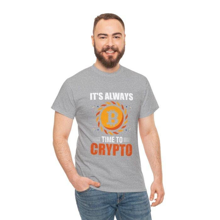 Crypto Enthusiast Unisex Heavy Cotton Tee - "It's Always Time to Crypto" - Image 4