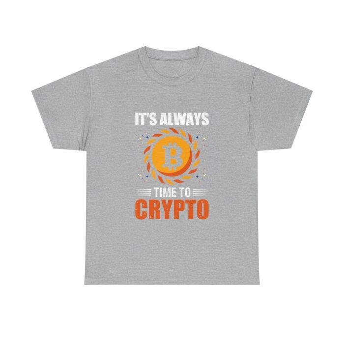 Crypto Enthusiast Unisex Heavy Cotton Tee - "It's Always Time to Crypto" - Image 3